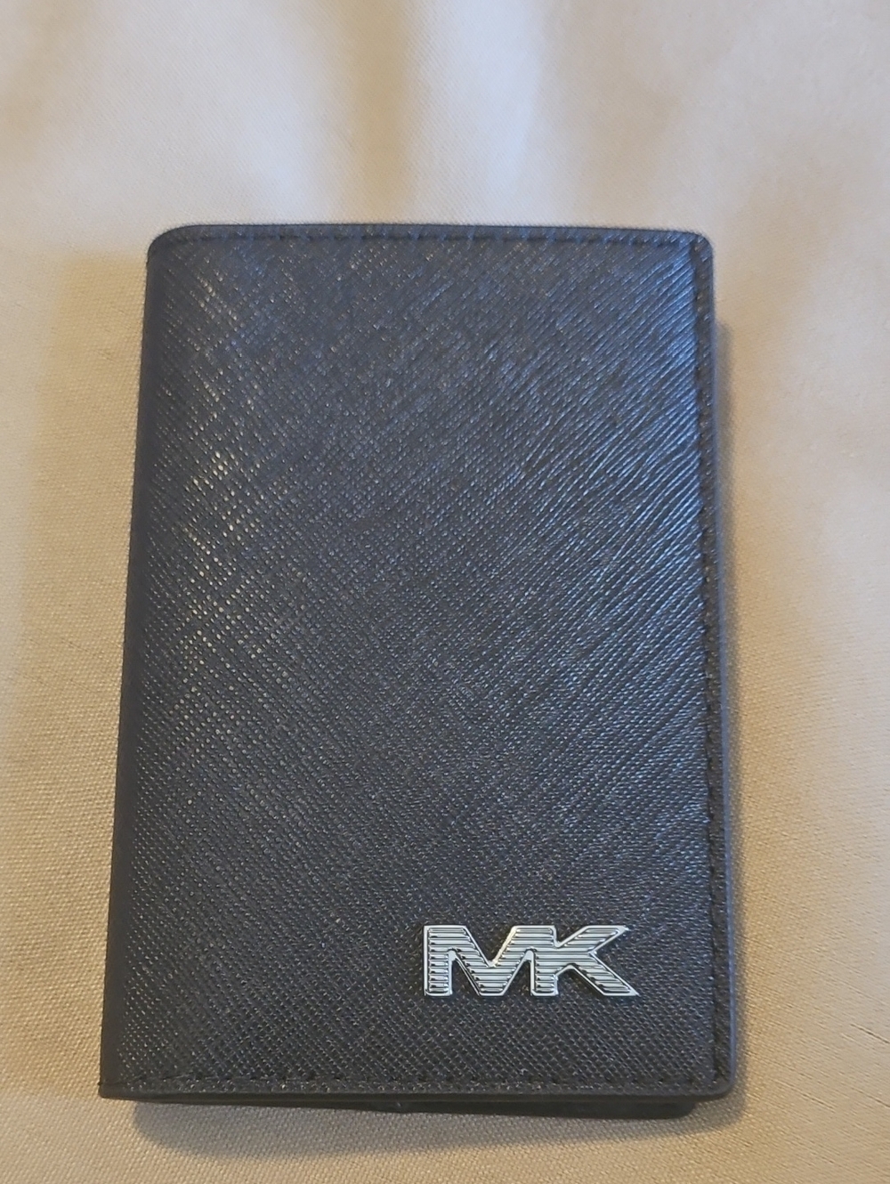 Michael Kors Black Leather MK Logo Card & Key Holder